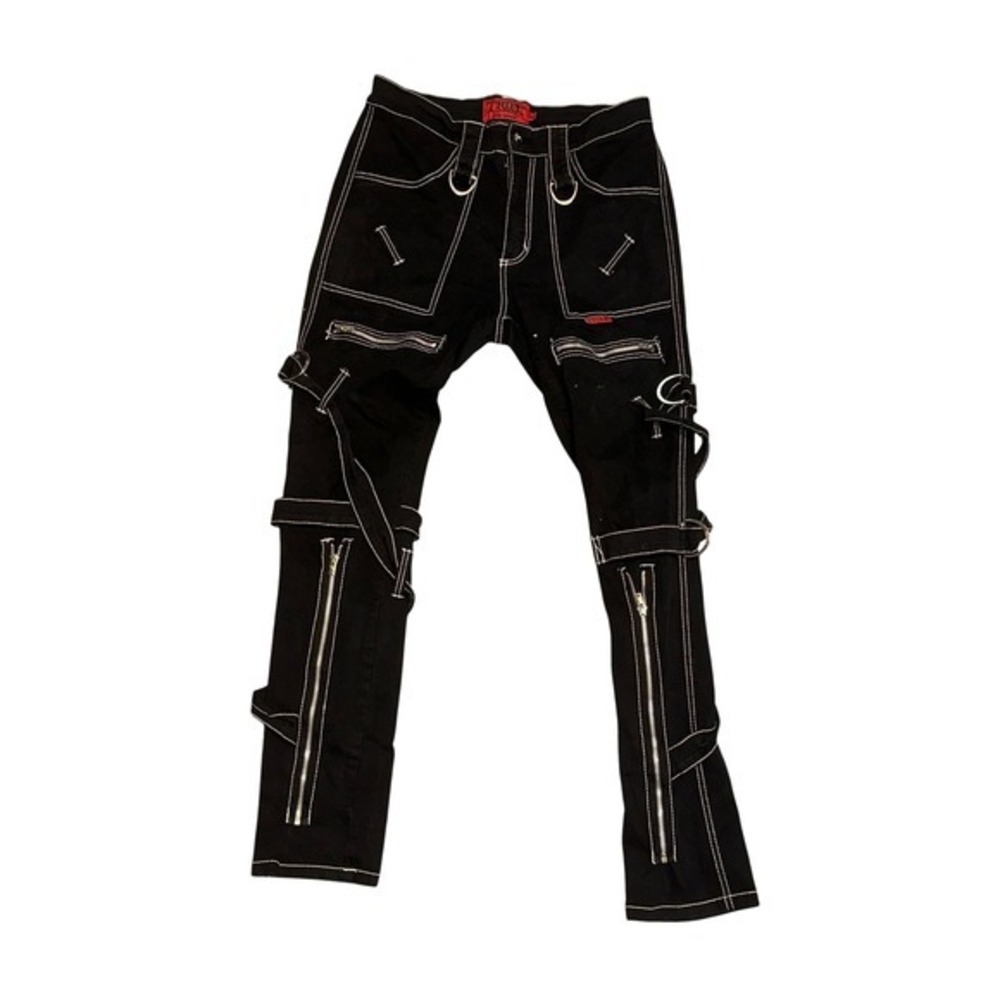 2 pairs of Tripp NYC men Bondage Pants D-Ring Zipper Punk EMO size 32/34